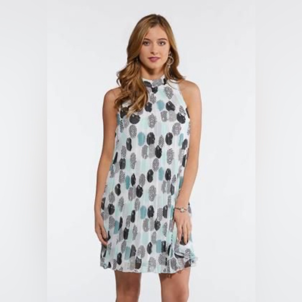 Cato’s Pleated Polka Dot Tank Top Mini Dress